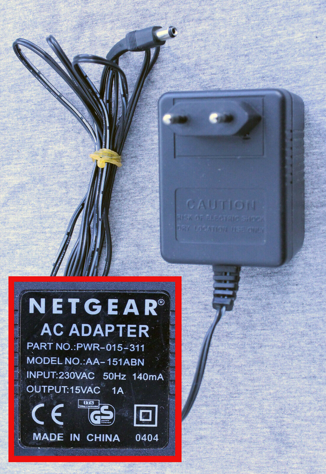 NETGEAR PWR-015-311 AA-151ABN AC ADAPTER 15Vac 1A power supply - Click Image to Close